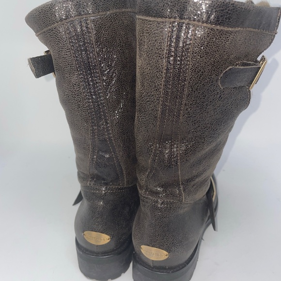 Jimmy Choo COARSE METALLIC LEATHER-GOL engineer boots used women shoe size 36 - Picture 2 of 5